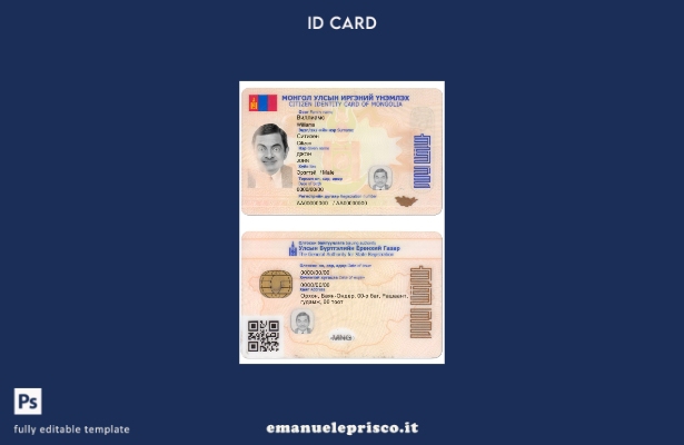 modello di documento d'identità della Mongolia in stile verificato